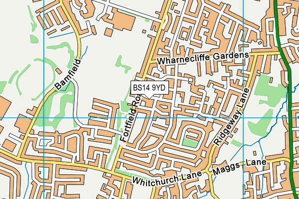 BS14 9YD map - OS VectorMap District (Ordnance Survey)