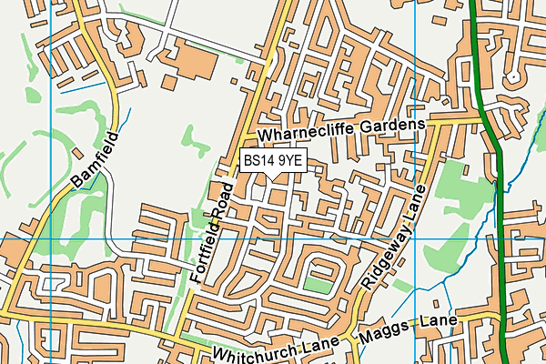 BS14 9YE map - OS VectorMap District (Ordnance Survey)