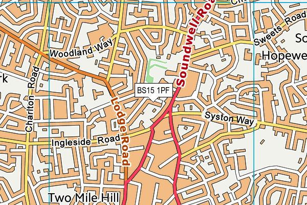 BS15 1PF map - OS VectorMap District (Ordnance Survey)