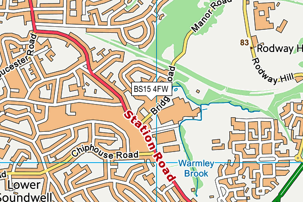 BS15 4FW map - OS VectorMap District (Ordnance Survey)