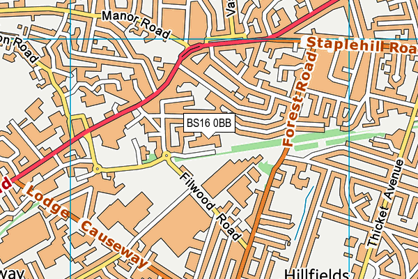 BS16 0BB map - OS VectorMap District (Ordnance Survey)