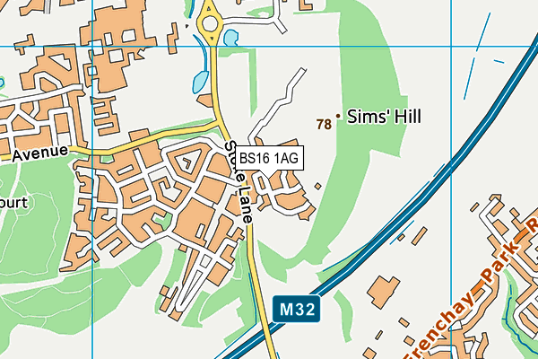 BS16 1AG map - OS VectorMap District (Ordnance Survey)