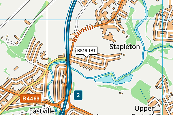 BS16 1BT map - OS VectorMap District (Ordnance Survey)