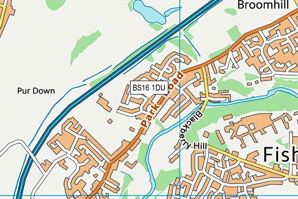 BS16 1DU map - OS VectorMap District (Ordnance Survey)