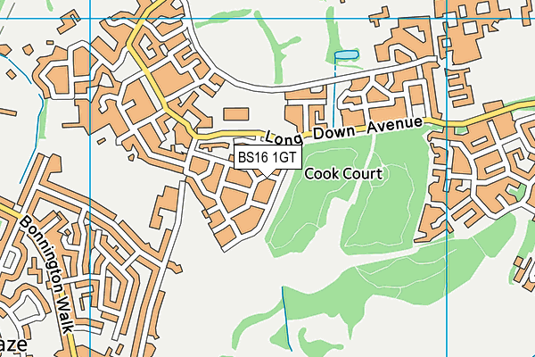 BS16 1GT map - OS VectorMap District (Ordnance Survey)