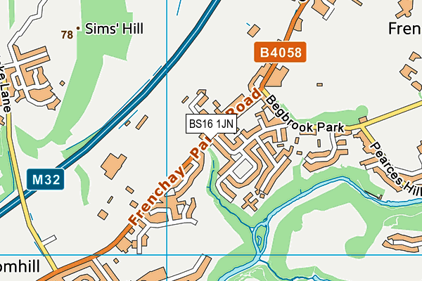 BS16 1JN map - OS VectorMap District (Ordnance Survey)