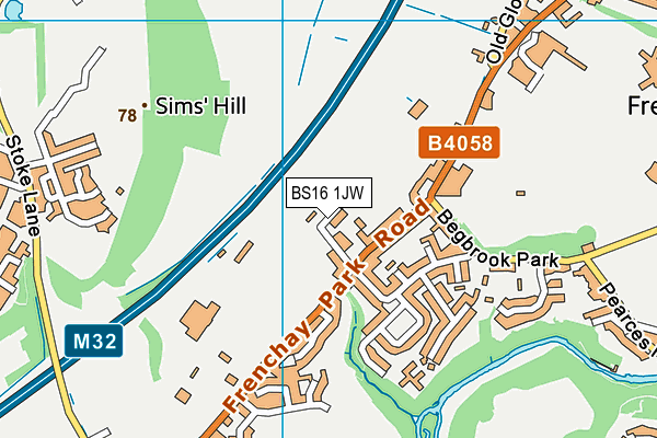 BS16 1JW map - OS VectorMap District (Ordnance Survey)