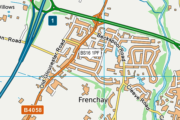 BS16 1PF map - OS VectorMap District (Ordnance Survey)