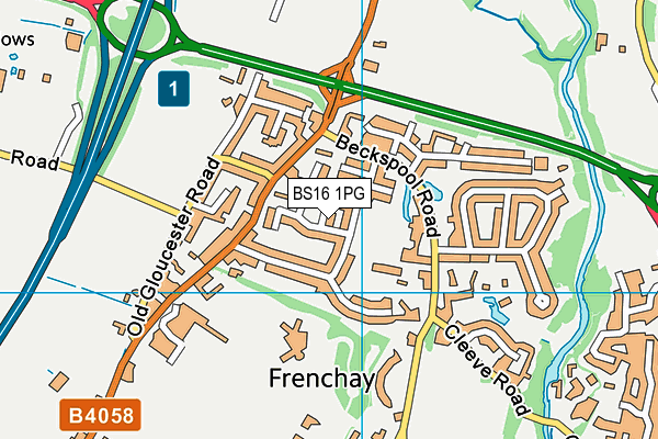 BS16 1PG map - OS VectorMap District (Ordnance Survey)