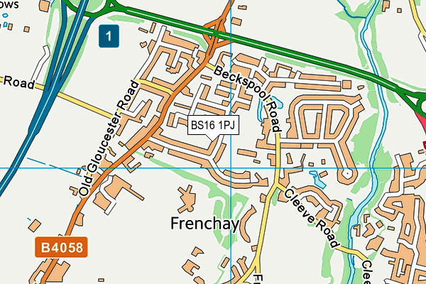 BS16 1PJ map - OS VectorMap District (Ordnance Survey)