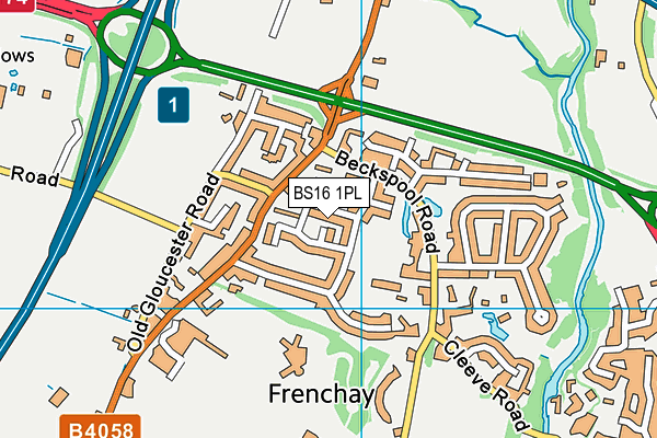 BS16 1PL map - OS VectorMap District (Ordnance Survey)