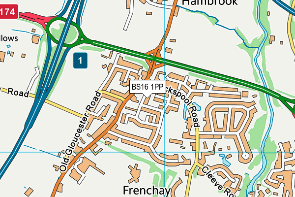 BS16 1PP map - OS VectorMap District (Ordnance Survey)