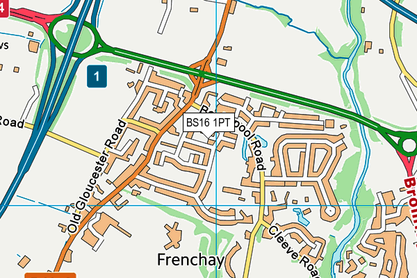 BS16 1PT map - OS VectorMap District (Ordnance Survey)