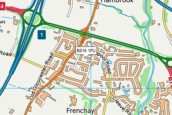 BS16 1PU map - OS VectorMap District (Ordnance Survey)