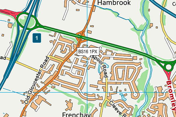 BS16 1PX map - OS VectorMap District (Ordnance Survey)