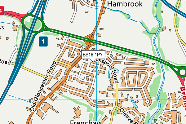 BS16 1PY map - OS VectorMap District (Ordnance Survey)