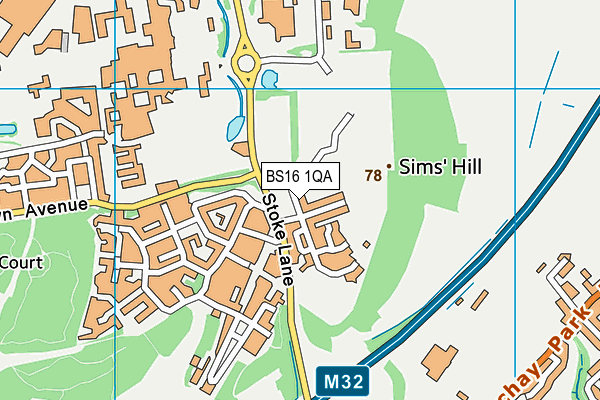 BS16 1QA map - OS VectorMap District (Ordnance Survey)
