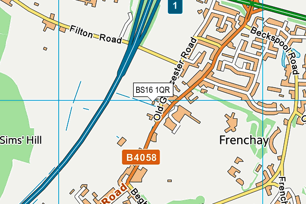 BS16 1QR map - OS VectorMap District (Ordnance Survey)