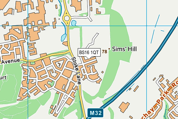 BS16 1QT map - OS VectorMap District (Ordnance Survey)