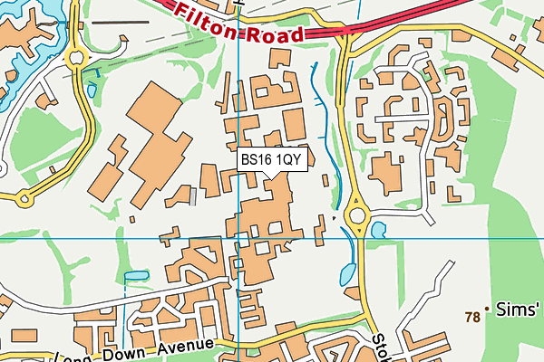 Uwe Centre For Sport map (BS16 1QY) - OS VectorMap District (Ordnance Survey)