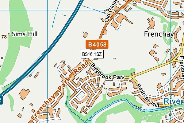 BS16 1SZ map - OS VectorMap District (Ordnance Survey)