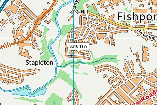 BS16 1TW map - OS VectorMap District (Ordnance Survey)