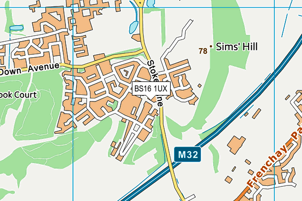 BS16 1UX map - OS VectorMap District (Ordnance Survey)