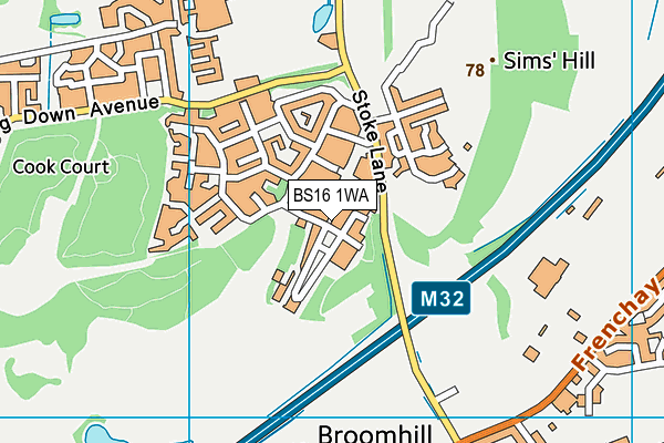 BS16 1WA map - OS VectorMap District (Ordnance Survey)