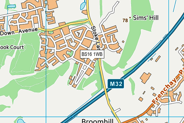 BS16 1WB map - OS VectorMap District (Ordnance Survey)