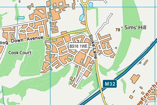 BS16 1WE map - OS VectorMap District (Ordnance Survey)