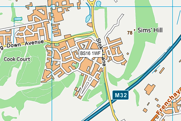 BS16 1WF map - OS VectorMap District (Ordnance Survey)