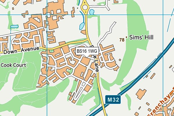 BS16 1WG map - OS VectorMap District (Ordnance Survey)