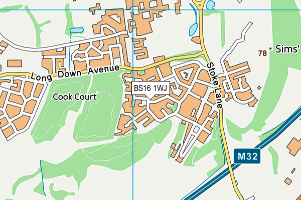 BS16 1WJ map - OS VectorMap District (Ordnance Survey)