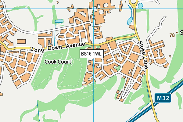 BS16 1WL map - OS VectorMap District (Ordnance Survey)