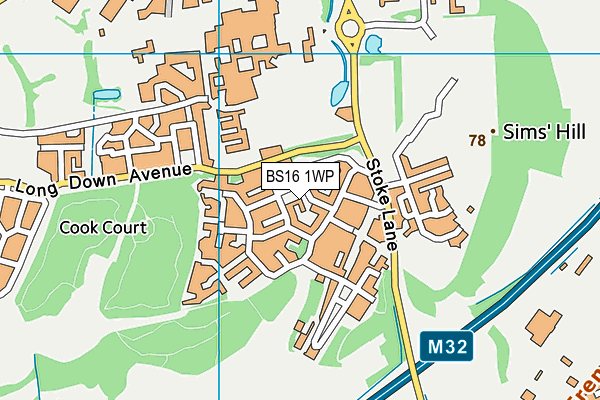 BS16 1WP map - OS VectorMap District (Ordnance Survey)