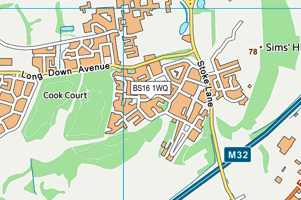 BS16 1WQ map - OS VectorMap District (Ordnance Survey)
