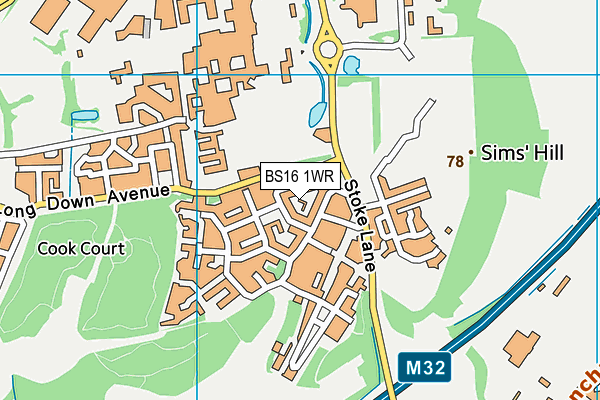 BS16 1WR map - OS VectorMap District (Ordnance Survey)