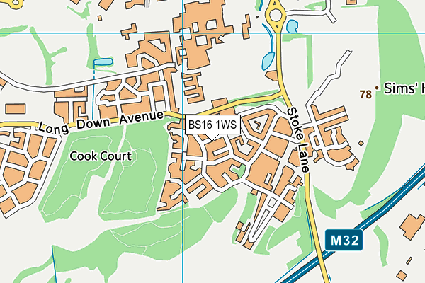 BS16 1WS map - OS VectorMap District (Ordnance Survey)