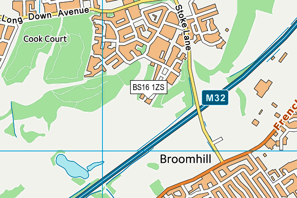 BS16 1ZS map - OS VectorMap District (Ordnance Survey)