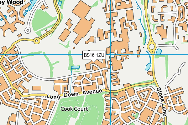 BS16 1ZU map - OS VectorMap District (Ordnance Survey)