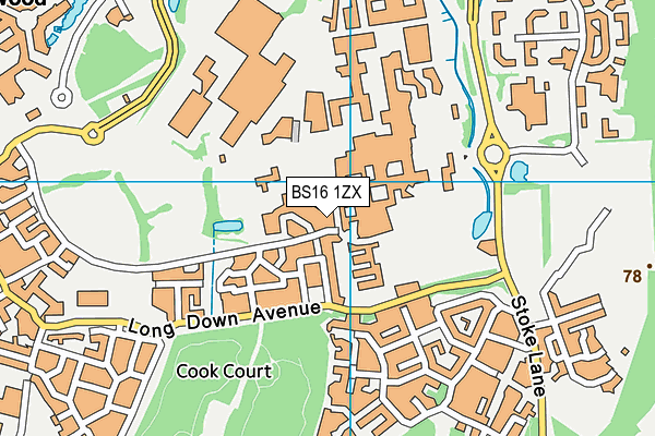 BS16 1ZX map - OS VectorMap District (Ordnance Survey)