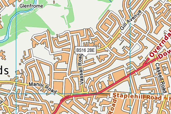 BS16 2BE map - OS VectorMap District (Ordnance Survey)