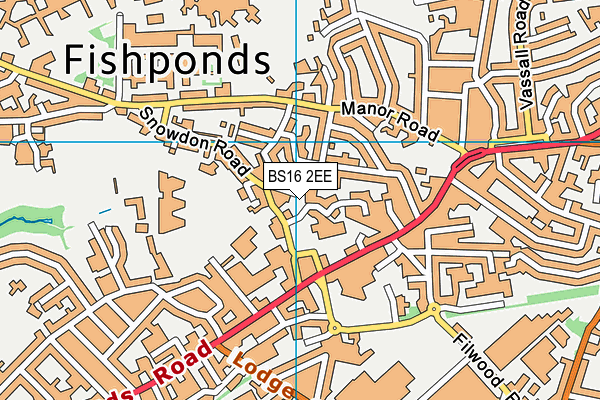 BS16 2EE map - OS VectorMap District (Ordnance Survey)