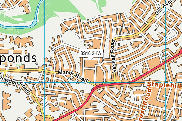 BS16 2HW map - OS VectorMap District (Ordnance Survey)