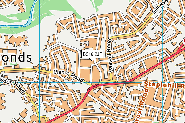 BS16 2JF map - OS VectorMap District (Ordnance Survey)