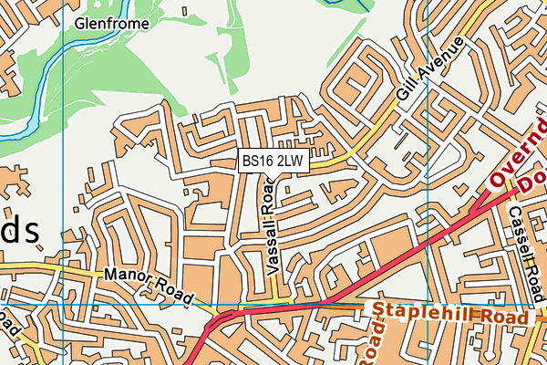 BS16 2LW map - OS VectorMap District (Ordnance Survey)