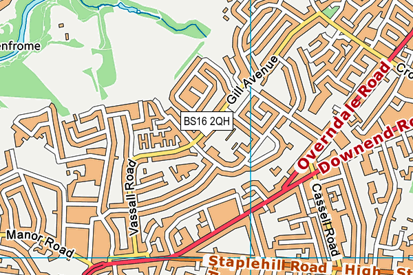 BS16 2QH map - OS VectorMap District (Ordnance Survey)
