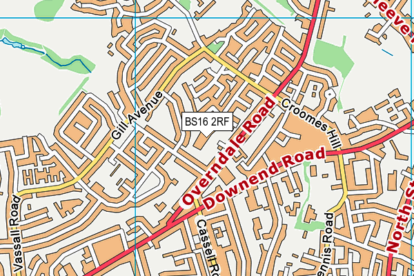 BS16 2RF map - OS VectorMap District (Ordnance Survey)
