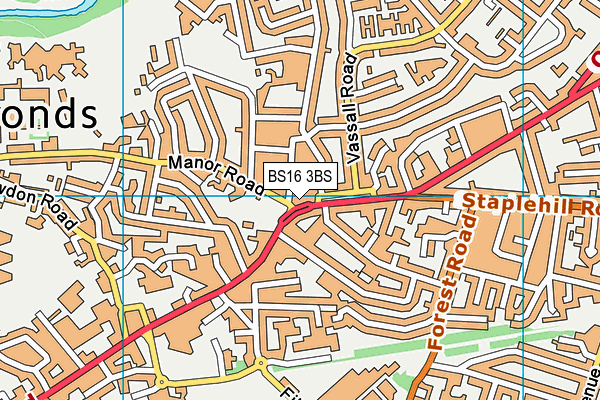 BS16 3BS map - OS VectorMap District (Ordnance Survey)