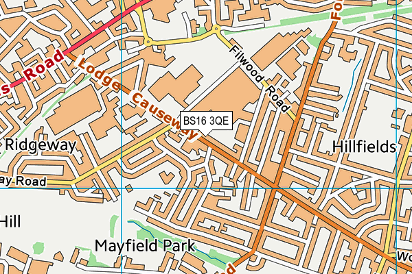 BS16 3QE map - OS VectorMap District (Ordnance Survey)